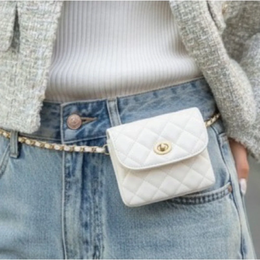 White Crossbody Vegan Belt Chain